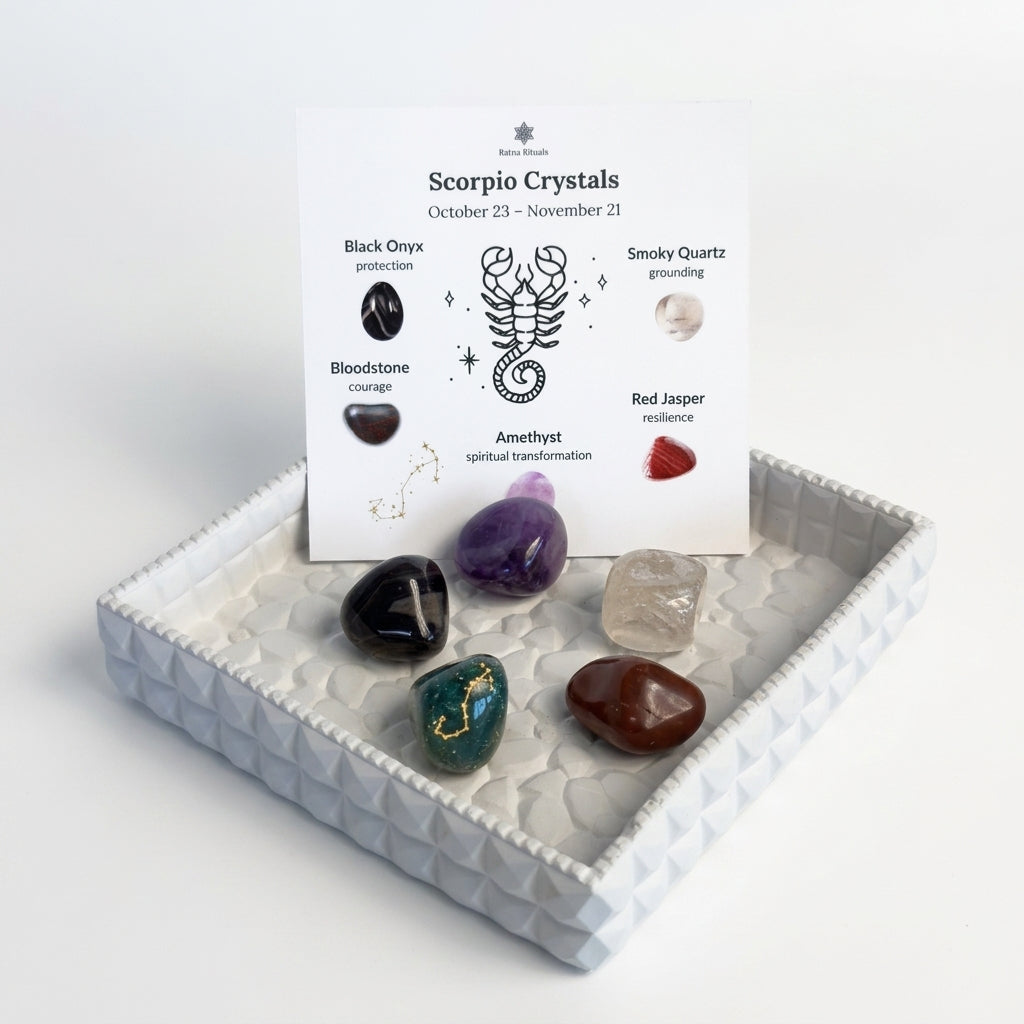 Scorpio Zodiac Crystal Kit – Polished Tumble Stones for Transformation & Protection