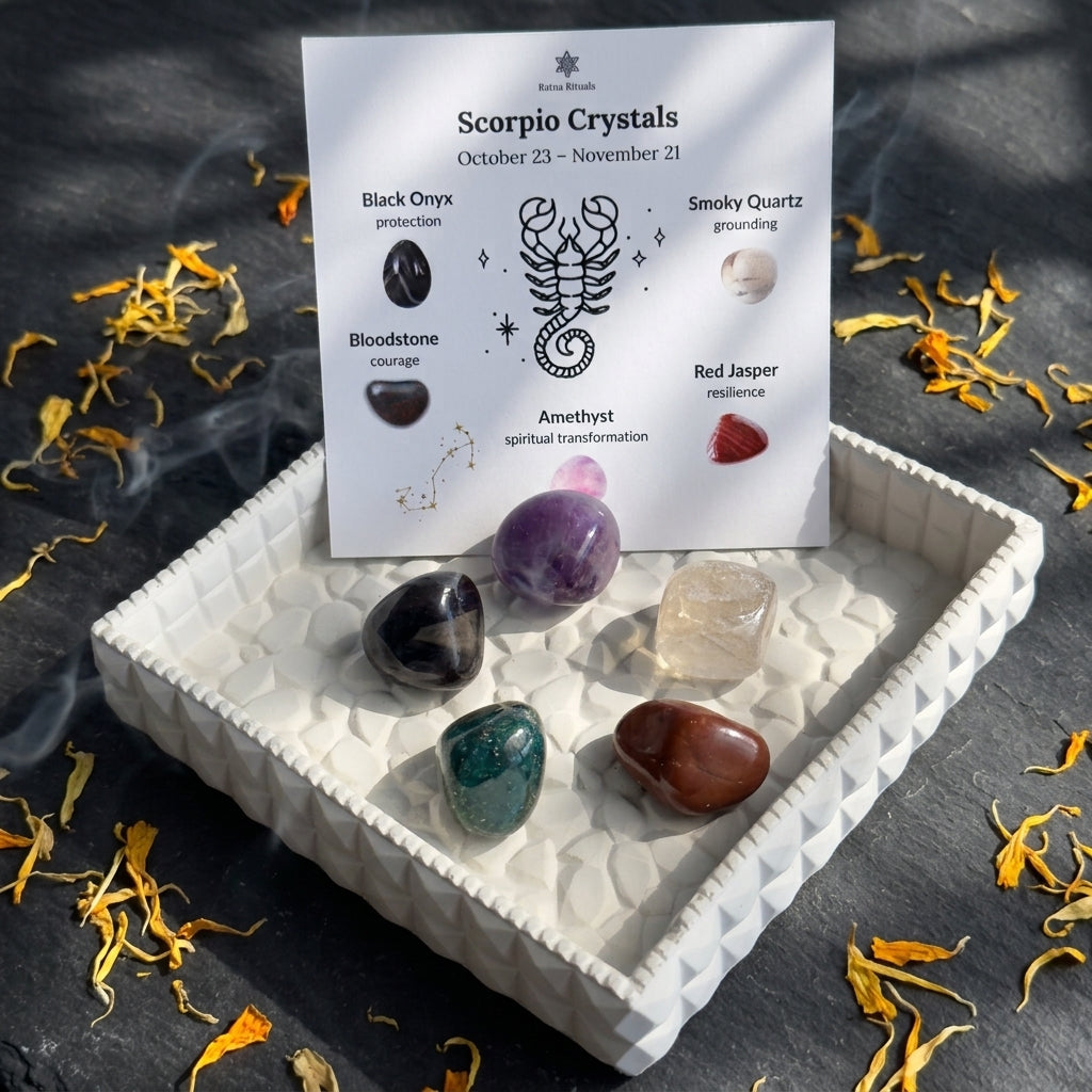 Scorpio Zodiac Crystal Kit – Polished Tumble Stones for Transformation & Protection