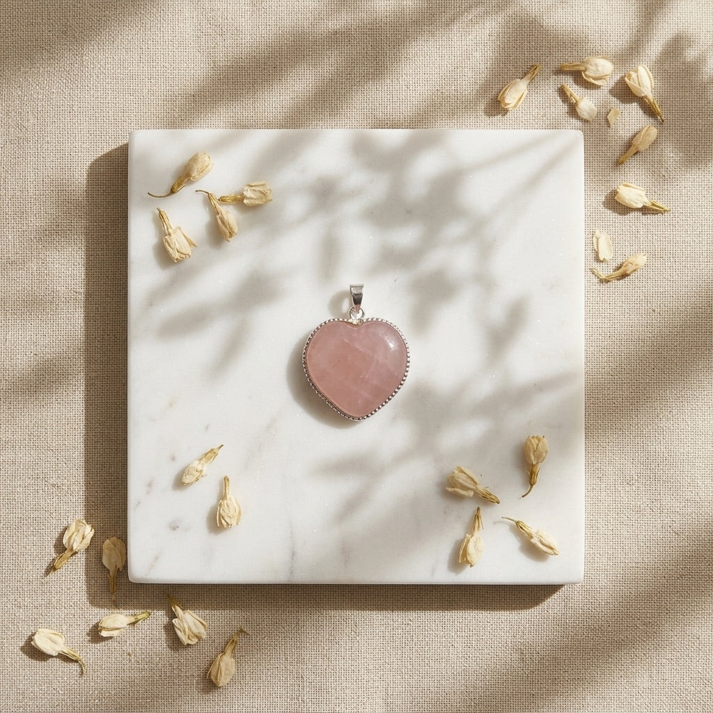 Rose Quartz Heart Pendant – Crystal Locket for Love