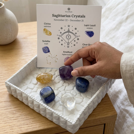 Sagittarius Zodiac Crystal Kit – Polished Tumble Stones for Luck & Positivity
