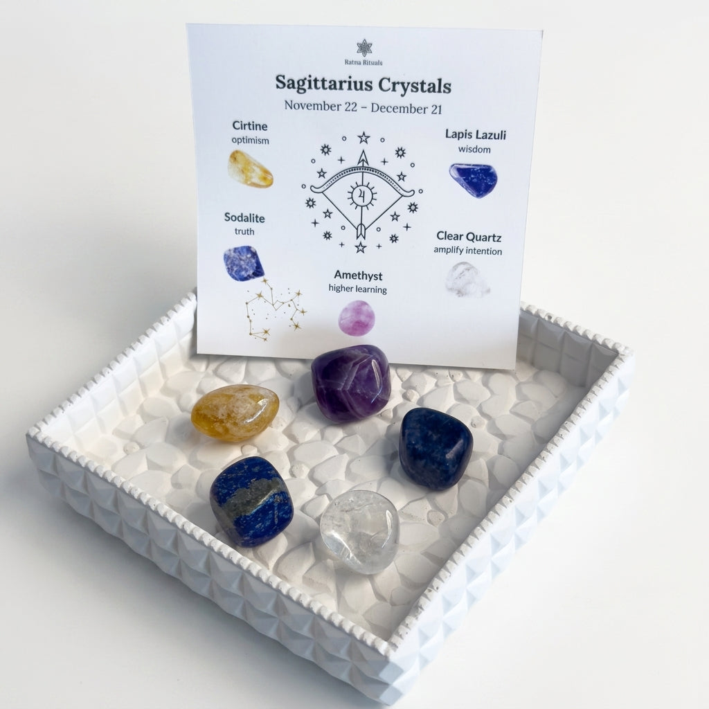 Sagittarius Zodiac Crystal Kit – Polished Tumble Stones for Luck & Positivity