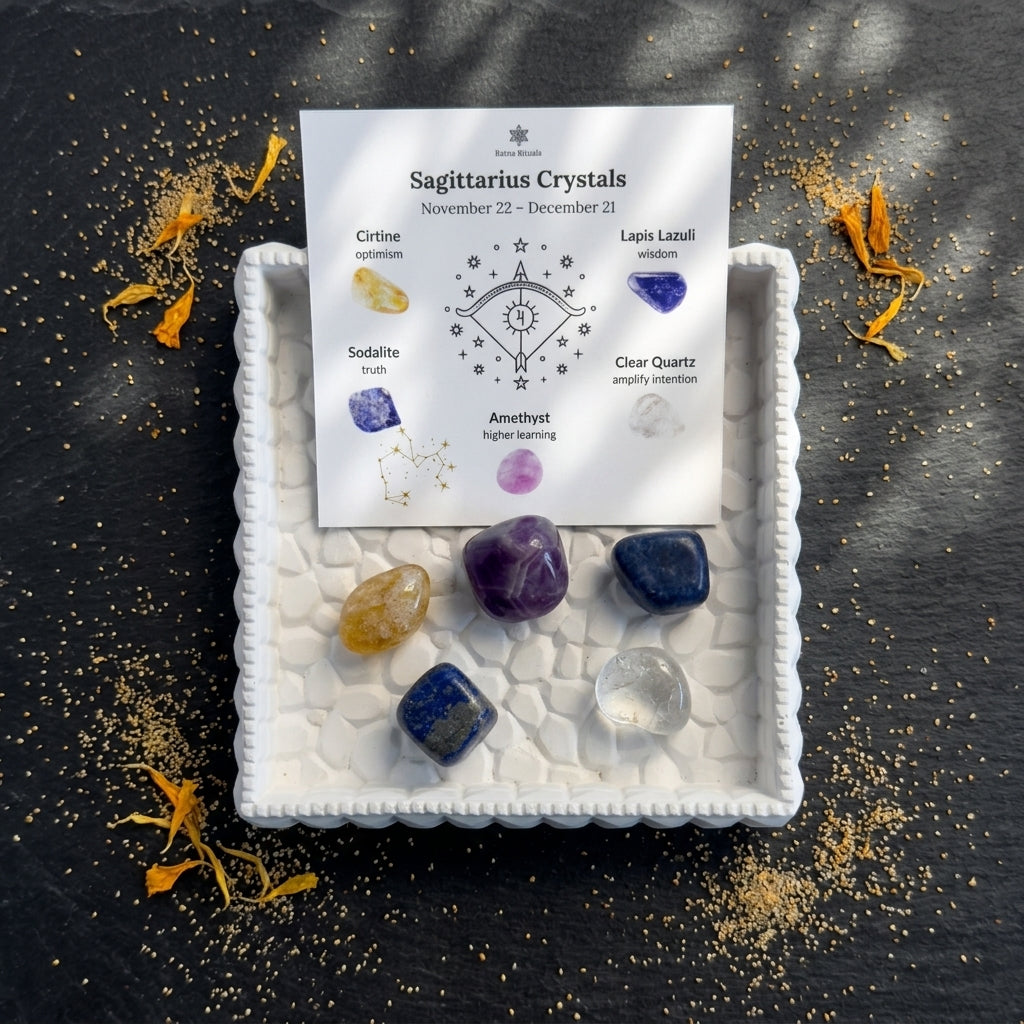 Sagittarius Zodiac Crystal Kit – Polished Tumble Stones for Luck & Positivity
