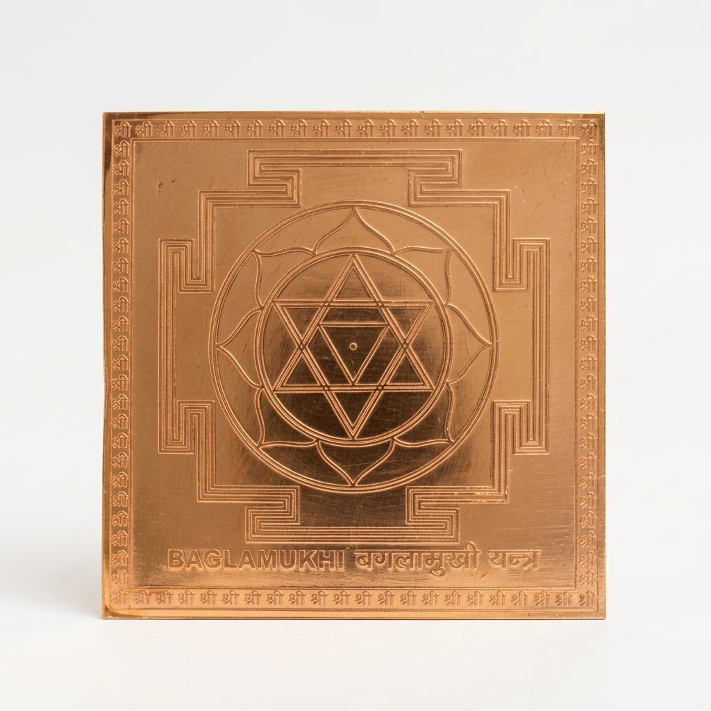 Baglamukhi Yantra – Framed Copper 4x4 Inch for Victory & Protection