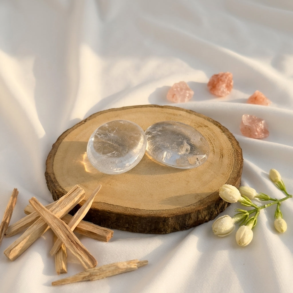 Clear Quartz Worry Stone for Clarity & Energy Cleansing