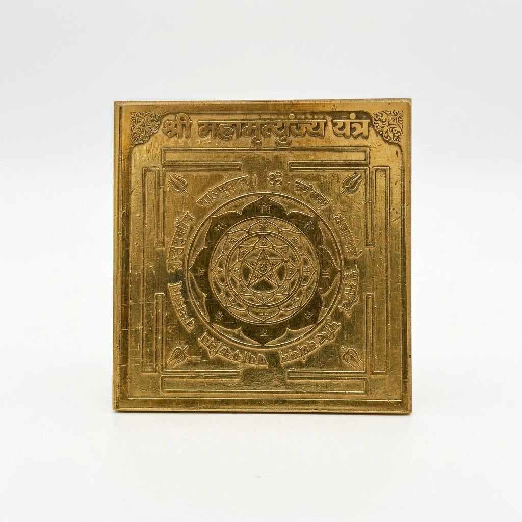 Shree Mahamrityunjaya Pocket Yantra - Laminated Copper (2 x 2 in)