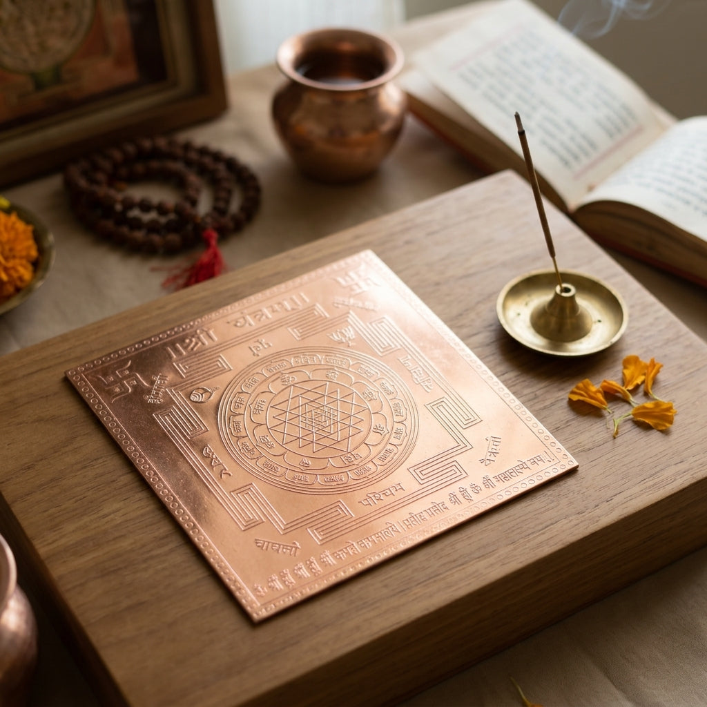 Shree Yantra (Altar Size 6x6 Inch) – Framed Copper