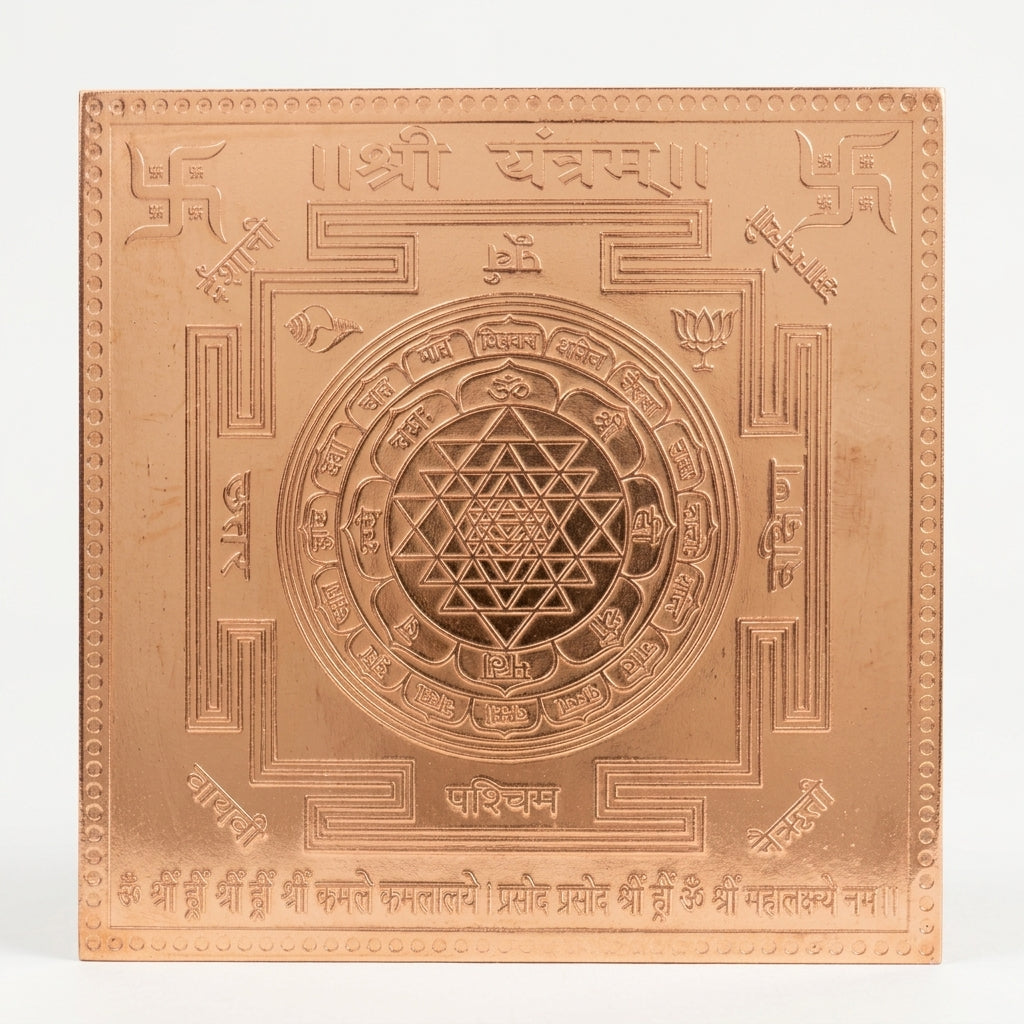 Shree Yantra (Altar Size 6x6 Inch) – Framed Copper