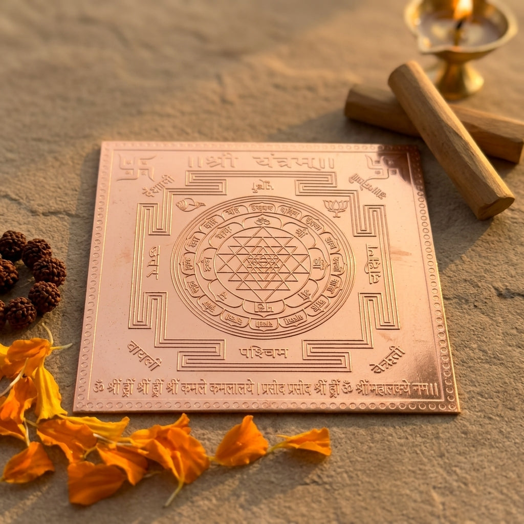 Shree Yantra (Altar Size 6x6 Inch) – Framed Copper