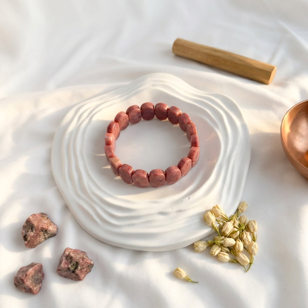 Rhodonite Bracelet – Faceted Oval Beads for Emotional Balance