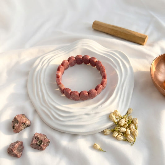 Rhodonite Bracelet – Faceted Oval Beads for Emotional Balance