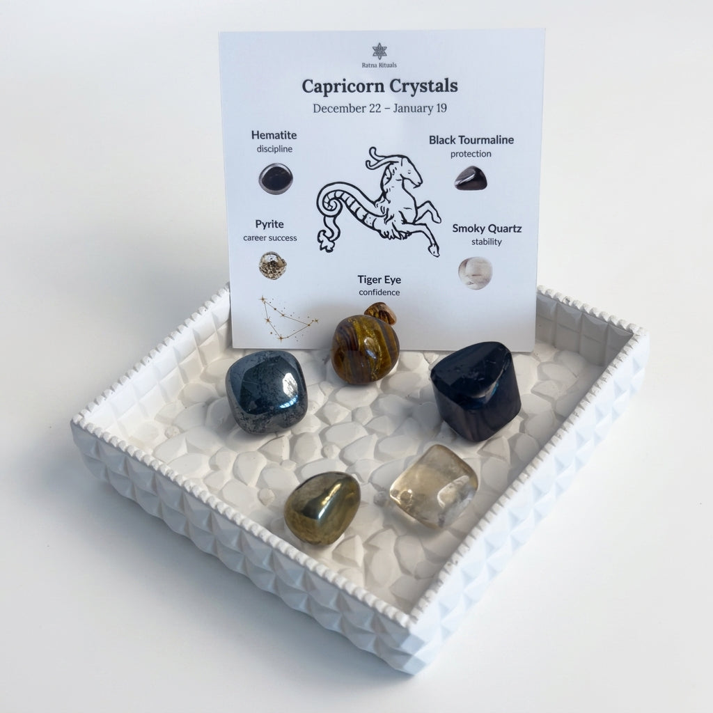 Capricorn Zodiac Crystal Kit – Polished Tumble Stones for Ambition & Discipline