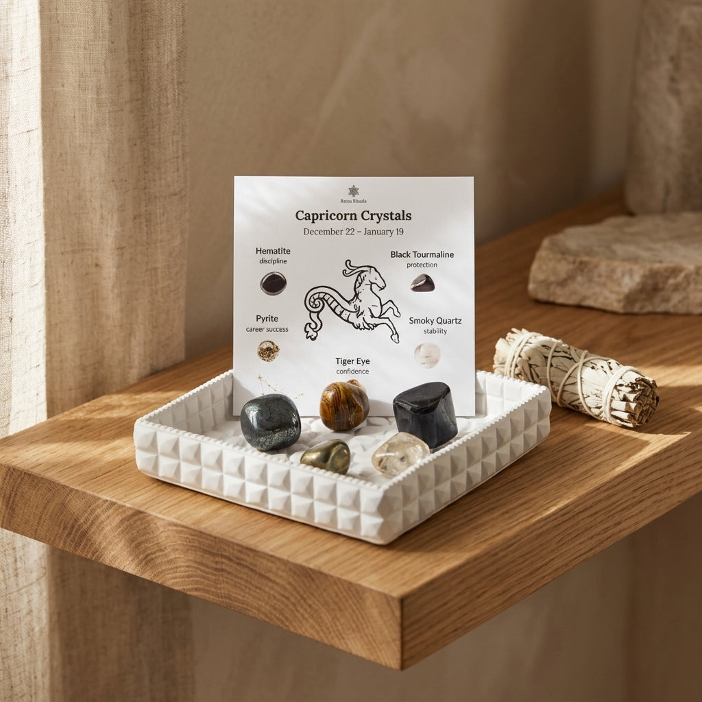 Capricorn Zodiac Crystal Kit – Polished Tumble Stones for Ambition & Discipline