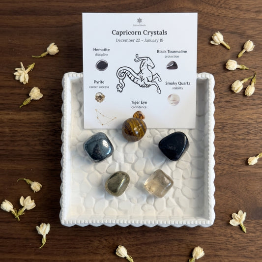 Capricorn Zodiac Crystal Kit – Polished Tumble Stones for Ambition & Discipline