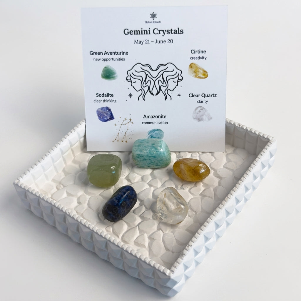 Gemini Zodiac Crystal Kit – Polished Tumble Stones for Clarity & Communication