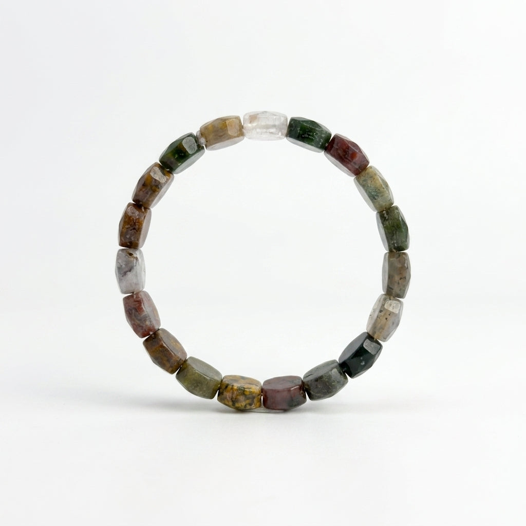 Indian Agate Bracelet – Faceted Oval Beads for Stability