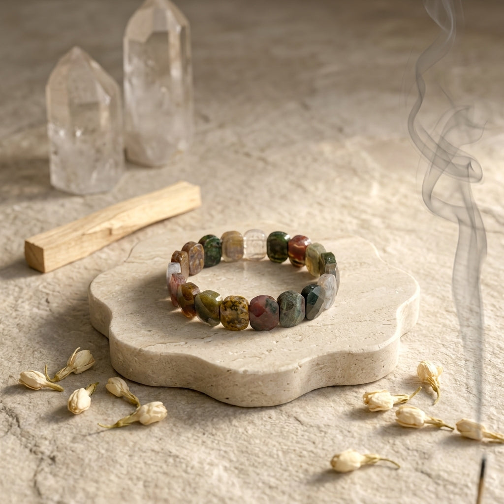 Indian Agate Bracelet – Faceted Oval Beads for Stability
