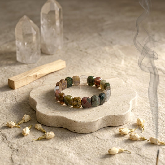Indian Agate Bracelet – Faceted Oval Beads for Stability