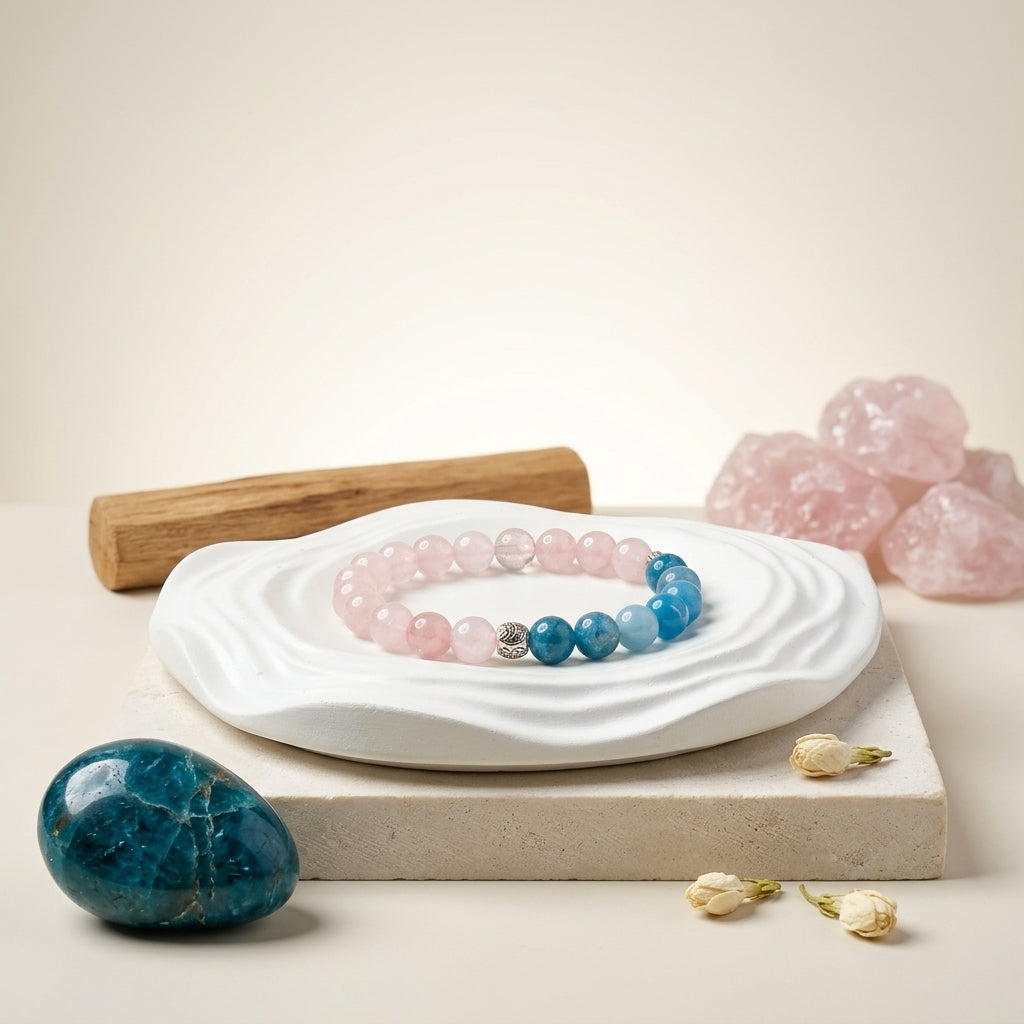 Calm Soul Bracelet – Rose Quartz & Larimar for Inner Peace