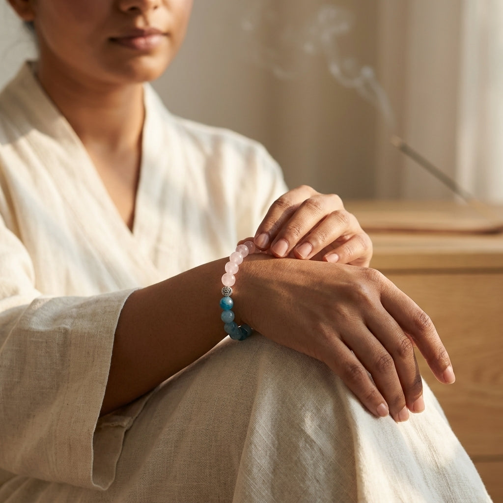 Calm Soul Bracelet – Rose Quartz & Larimar for Inner Peace