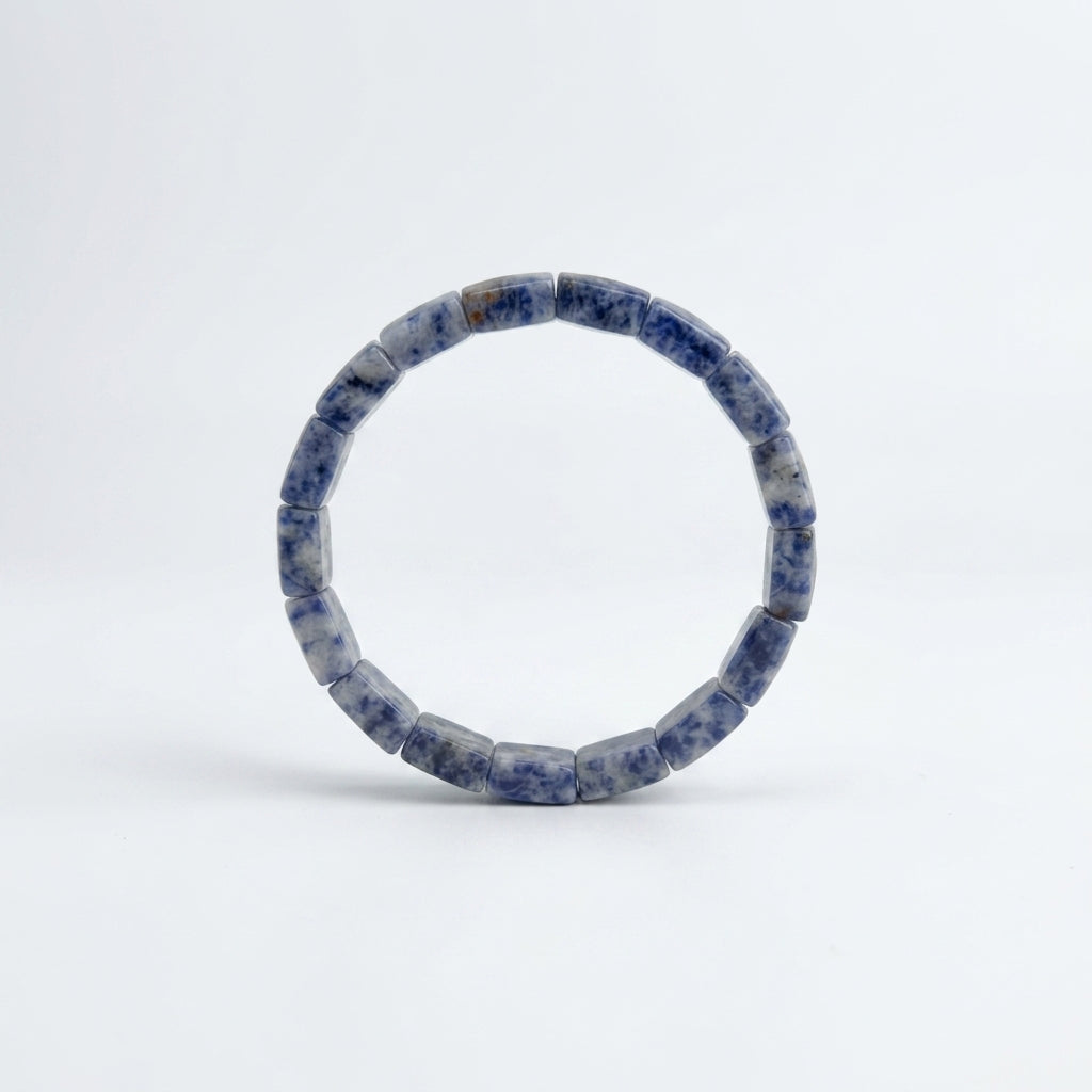 Blue Spot Jasper Bracelet – Faceted Square Beads (12mm)