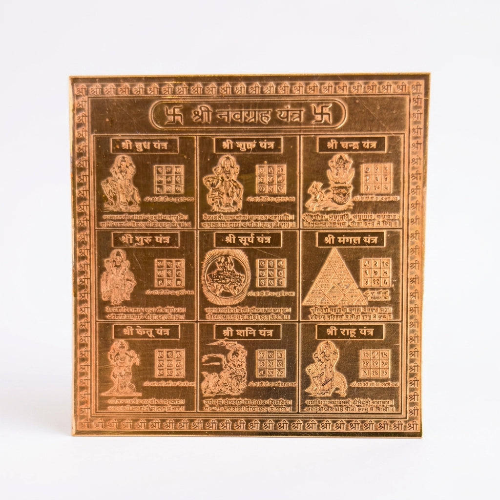 Navgraha Yantra – Framed Copper 4x4 Inch (Nine Planets)