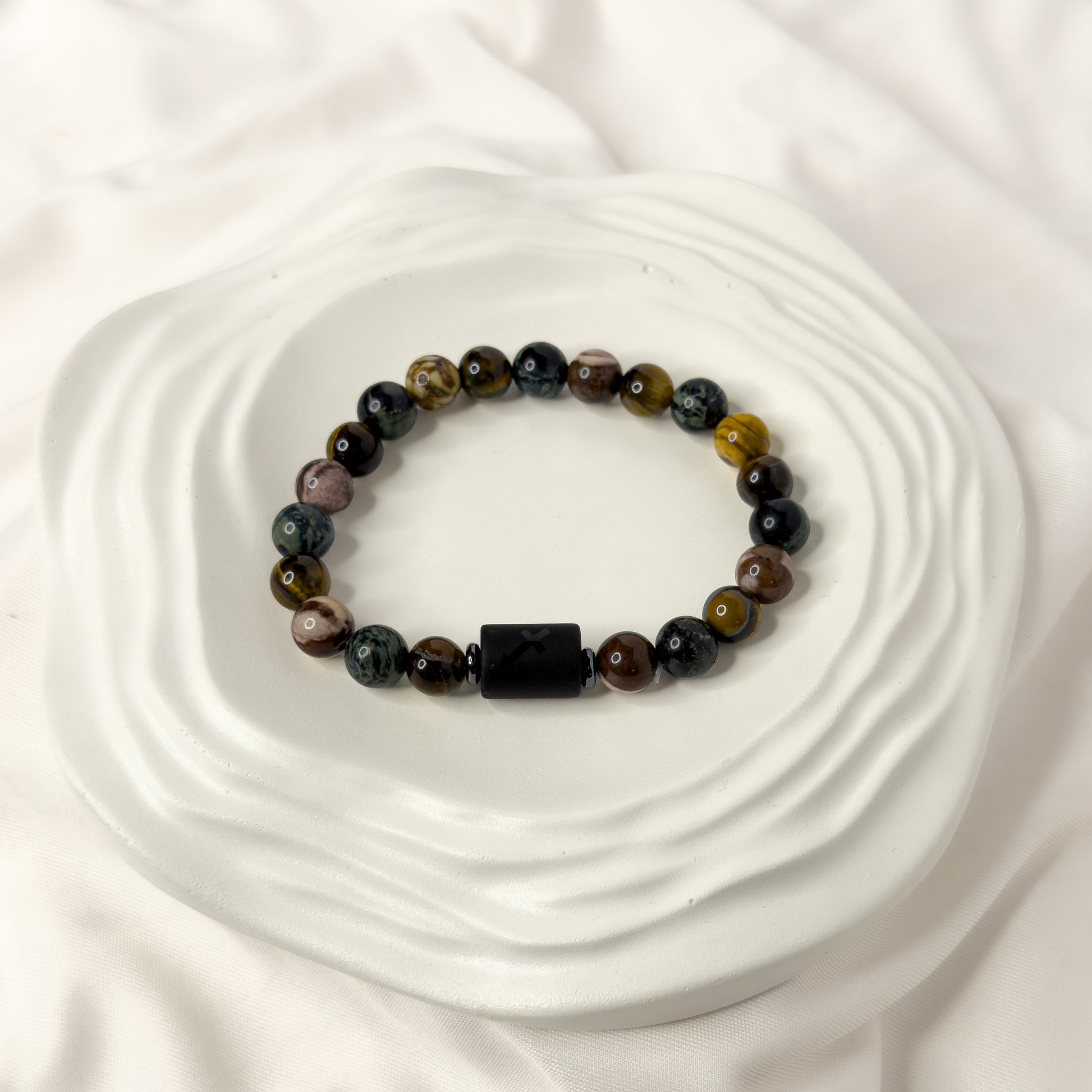 Sagittarius Zodiac Bracelet – Black Obsidian with Sagittarius Charm