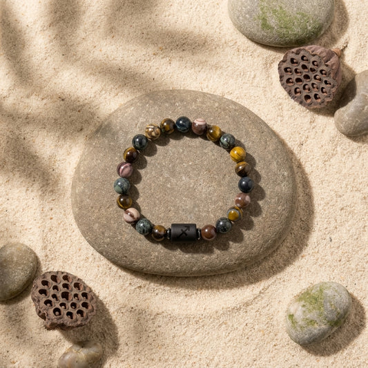 Sagittarius Zodiac Bracelet – Black Obsidian with Sagittarius Charm