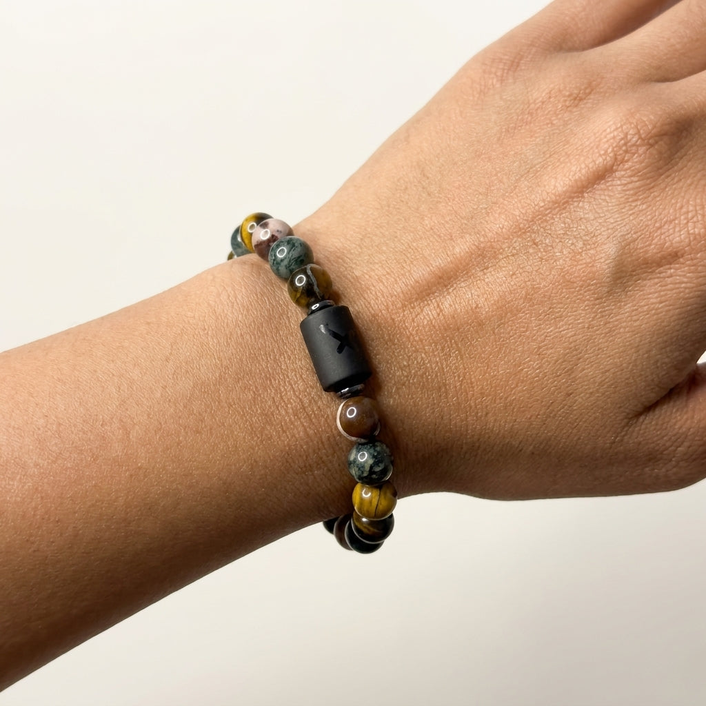 Sagittarius Zodiac Bracelet – Black Obsidian with Sagittarius Charm