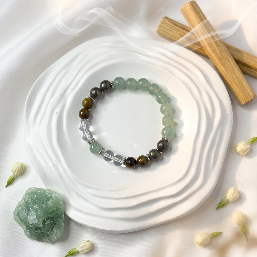Money Attraction Bracelet – Citrine, Tiger's Eye & Green Aventurine