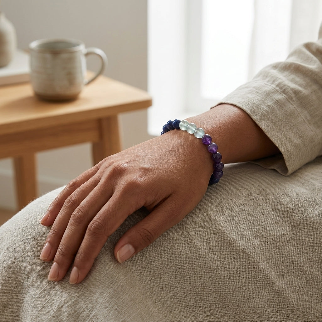 Calming Bracelet – Amethyst & Lepidolite for Peace of Mind