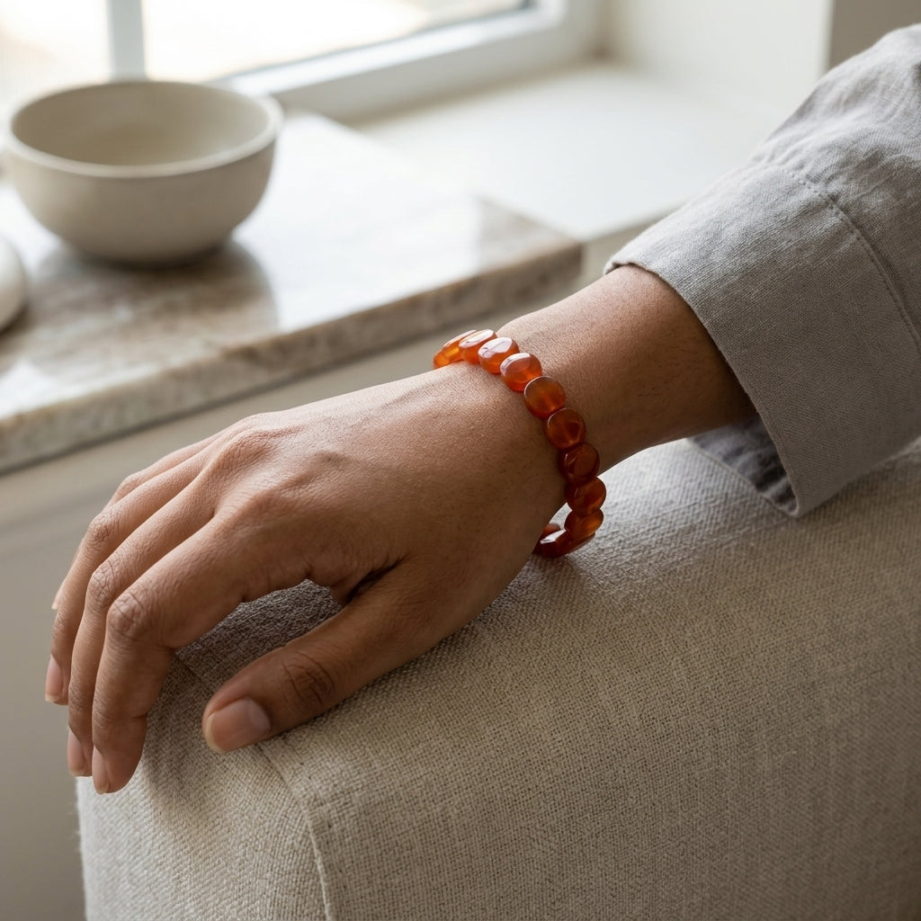 Carnelian Bracelet – Faceted Oval Beads for Confidence
