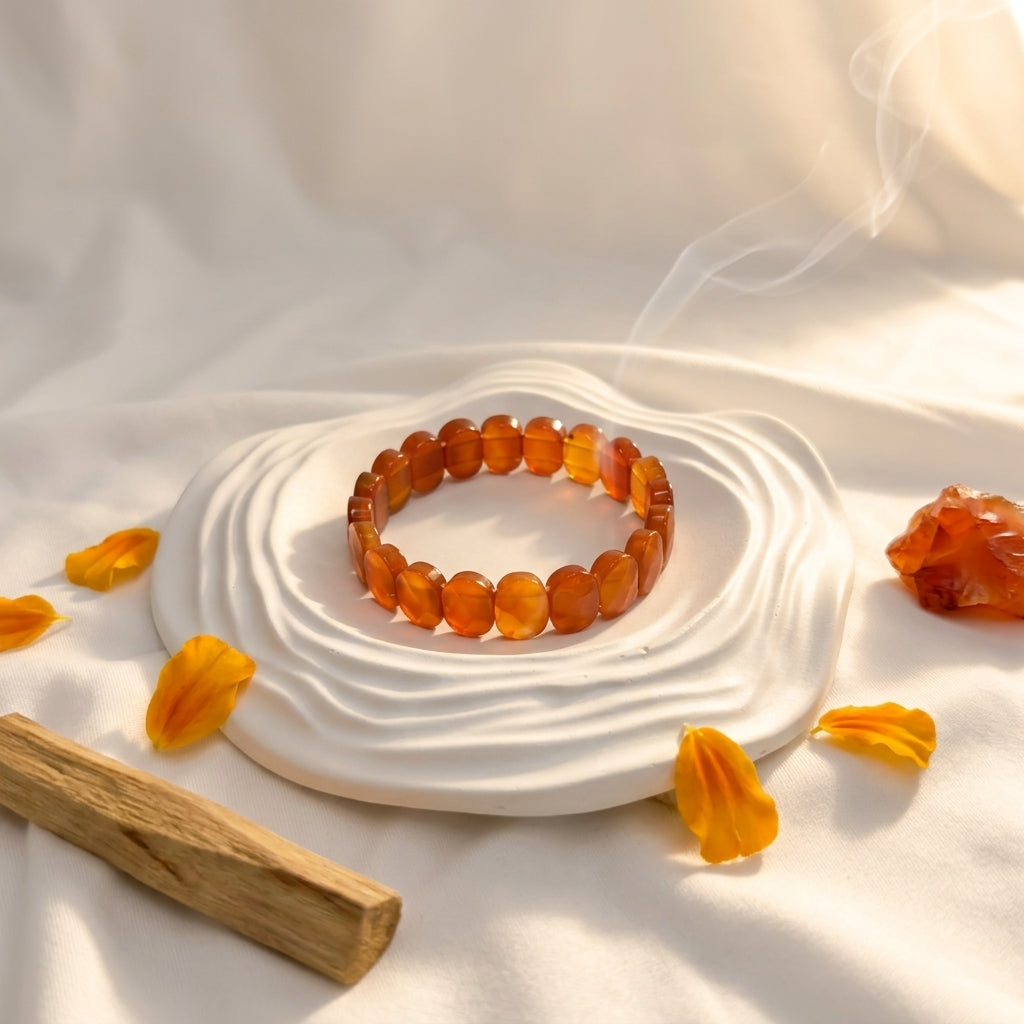 Carnelian Bracelet – Faceted Oval Beads for Confidence