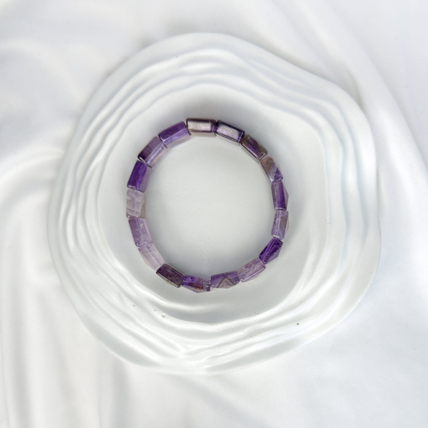 Amethyst Bracelet – Faceted Square Beads (12mm)