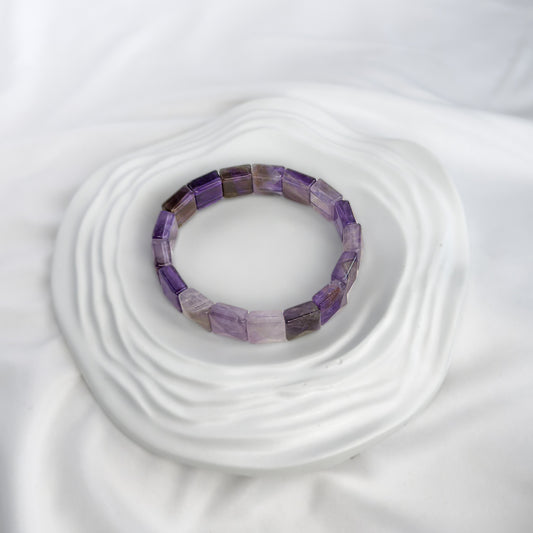 Amethyst Bracelet – Faceted Square Beads (12mm)
