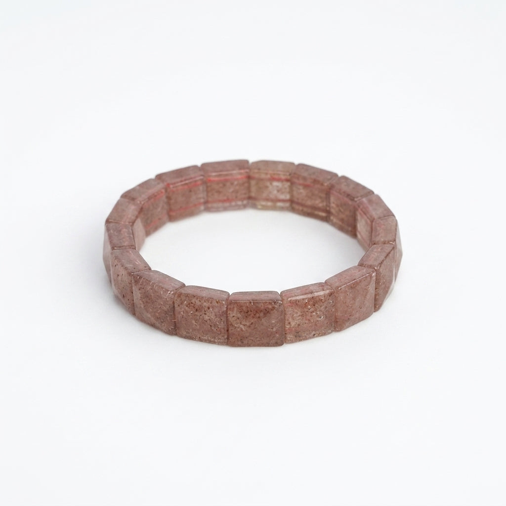 Strawberry Quartz Bracelet – Faceted Square Beads (12mm)