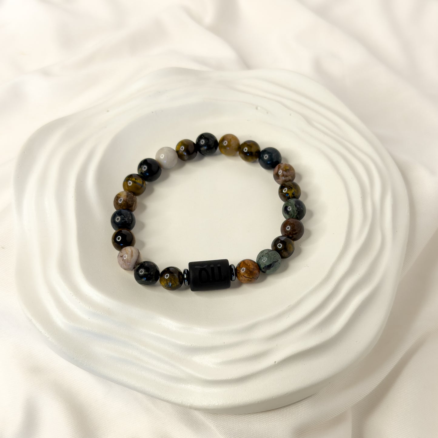 Virgo Zodiac Bracelet – Black Obsidian with Virgo Charm