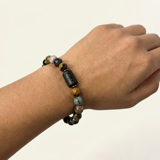 Virgo Zodiac Bracelet – Black Obsidian with Virgo Charm