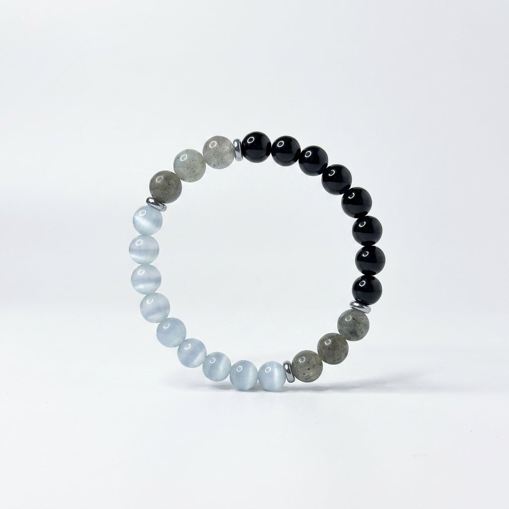 Protection Bracelet – Black Obsidian, Smoky Quartz & Clear Quartz