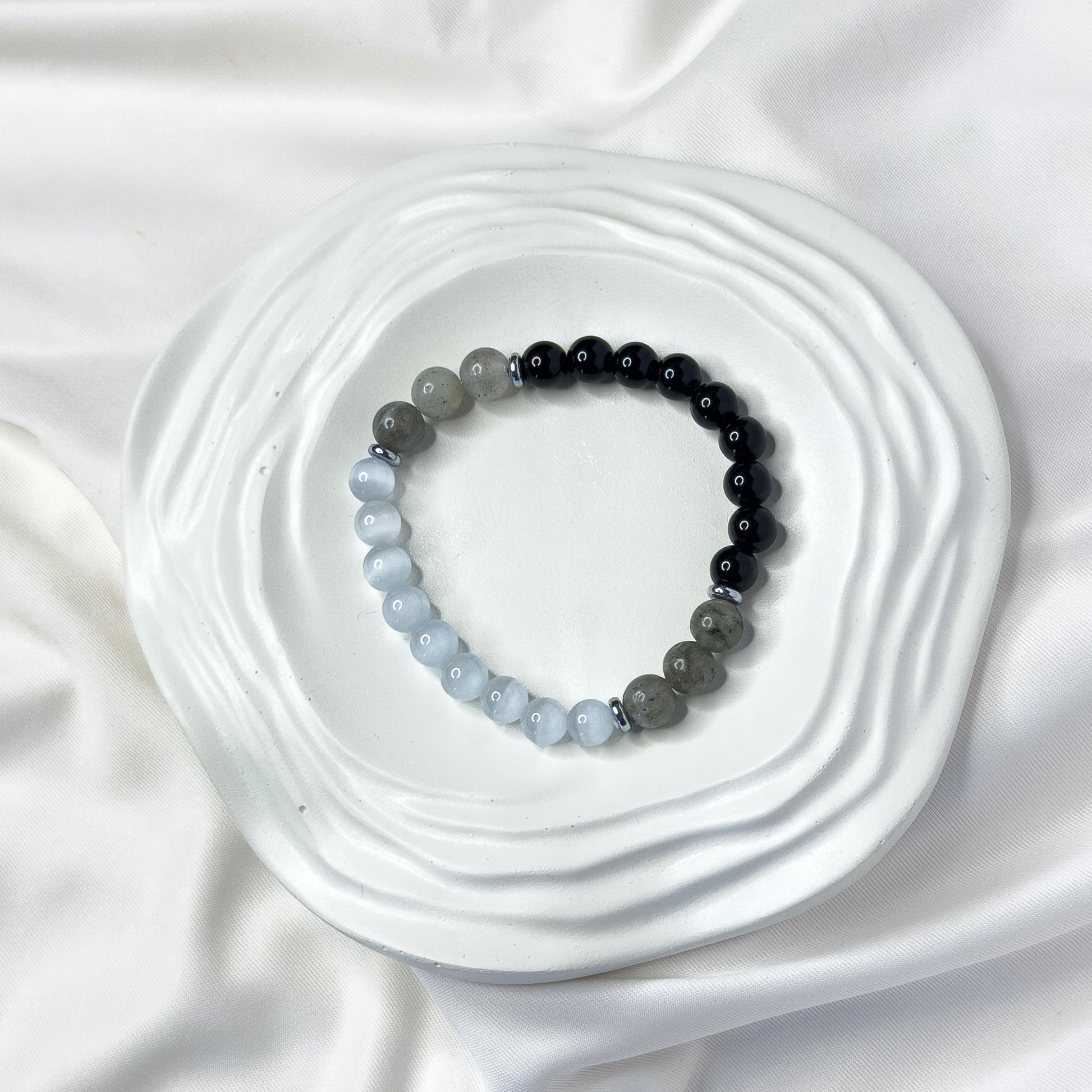 Protection Bracelet – Black Obsidian, Smoky Quartz & Clear Quartz