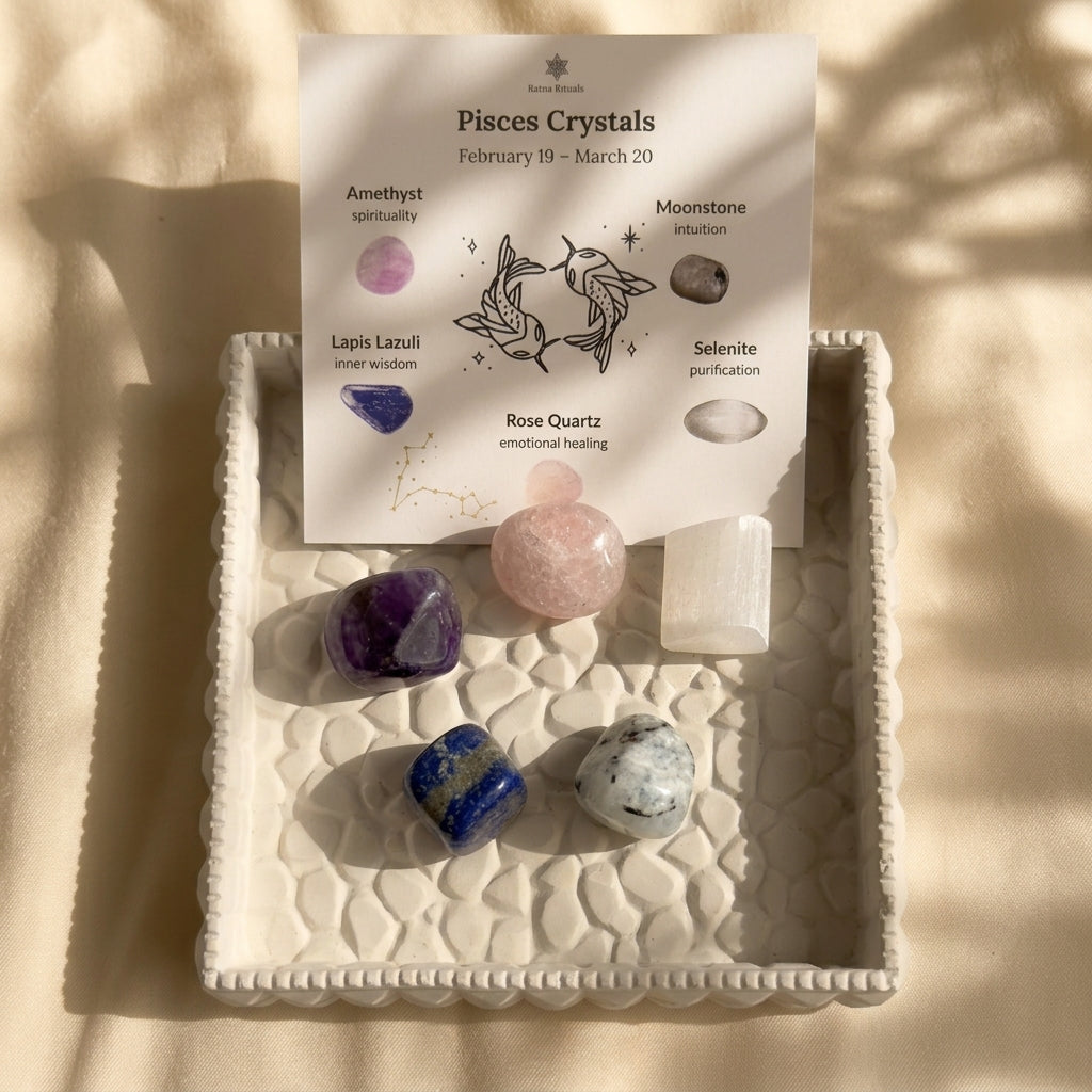 Pisces Zodiac Crystal Kit – Polished Tumble Stones for Peace & Spiritual Growth