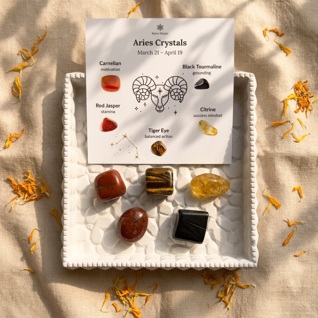 Aries Zodiac Crystal Kit – Polished Tumble Stones for Courage & Energy