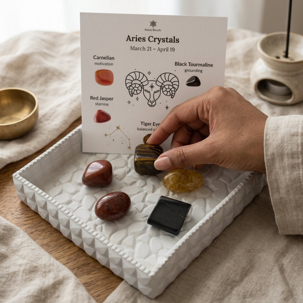 Aries Zodiac Crystal Kit – Polished Tumble Stones for Courage & Energy