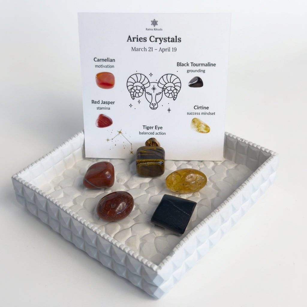 Aries Zodiac Crystal Kit – Polished Tumble Stones for Courage & Energy