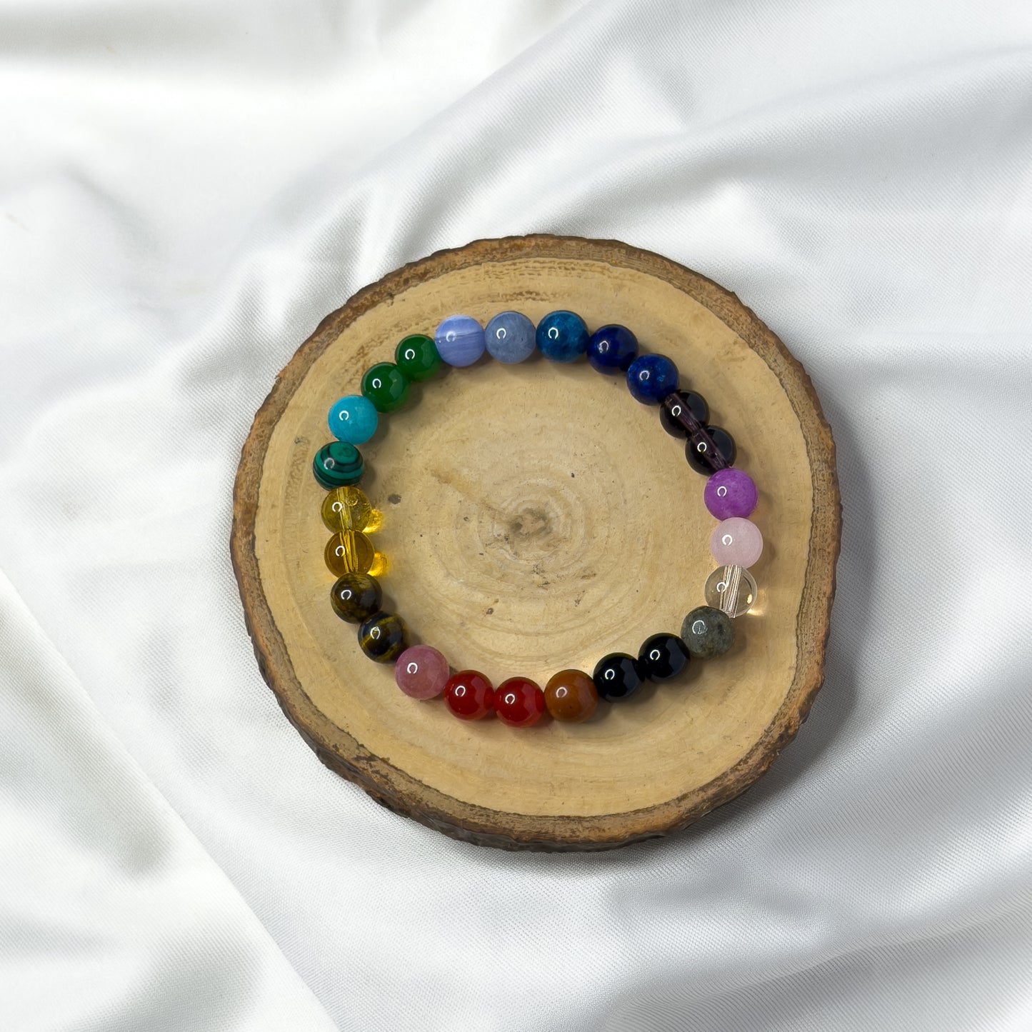 7 Chakra Bracelet – Natural Crystal Bracelet (8mm Beads)