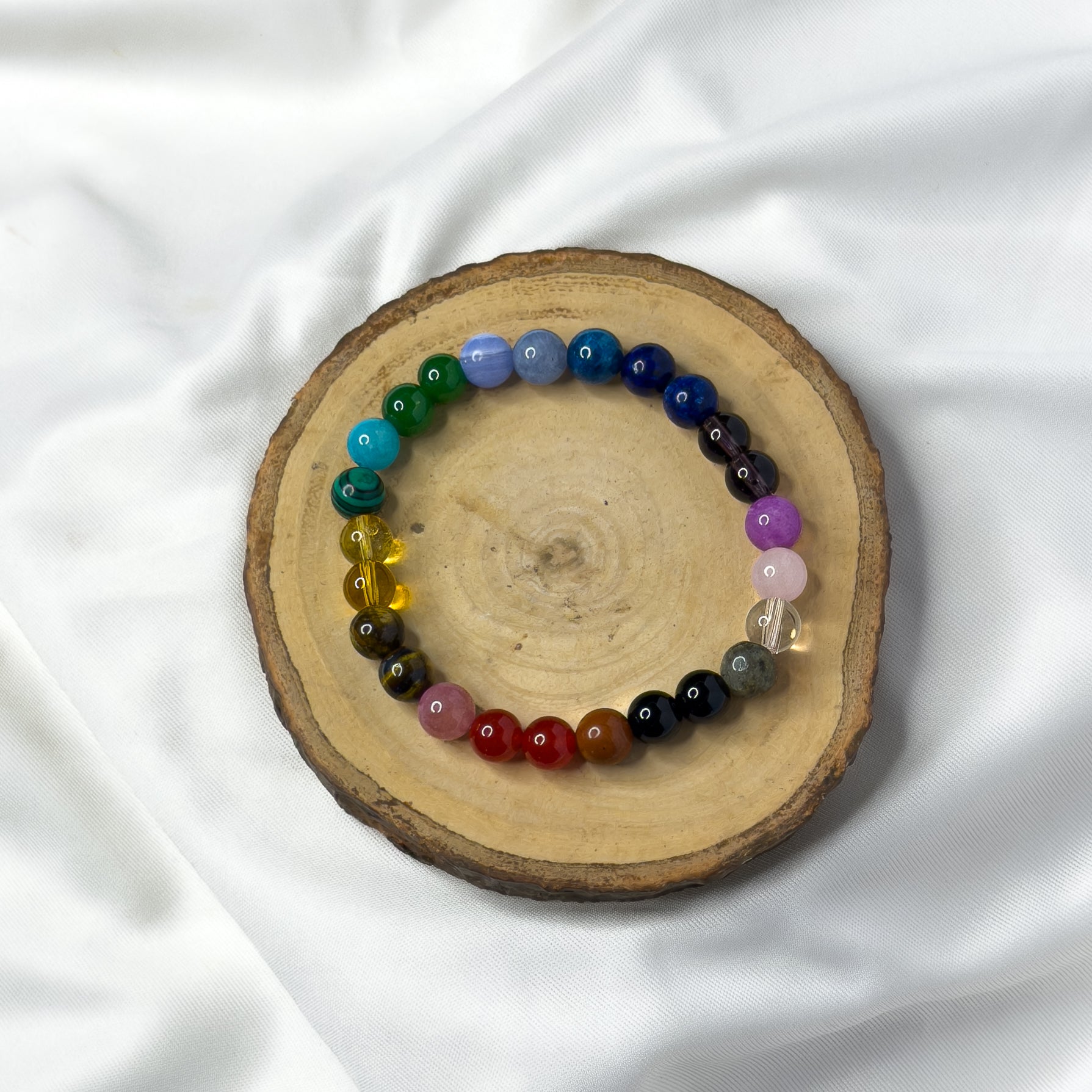7 Chakra Bracelet – Natural Crystal Bracelet (8mm Beads)