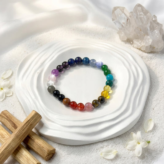 7 Chakra Bracelet – Natural Crystal Bracelet (8mm Beads)