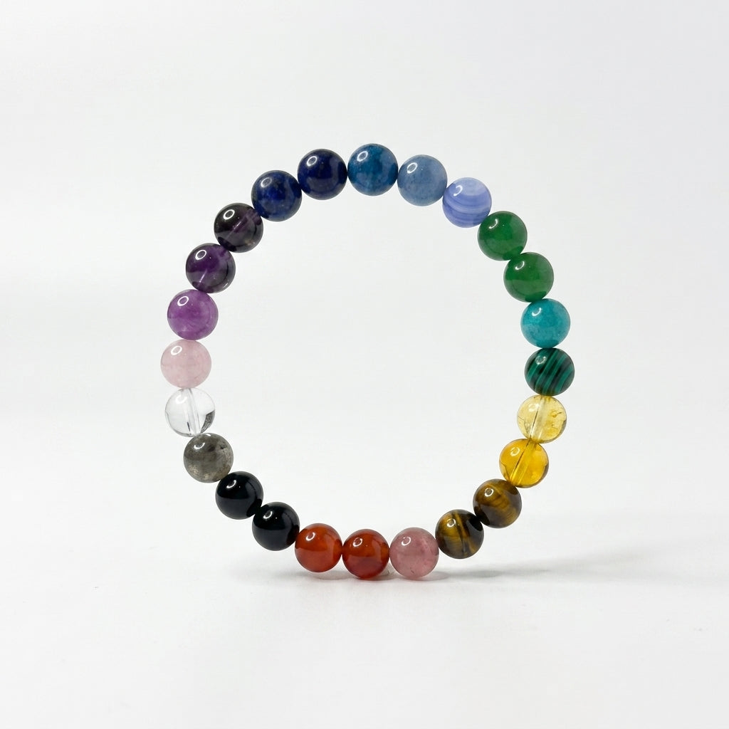 7 Chakra Bracelet – Natural Crystal Bracelet (8mm Beads)