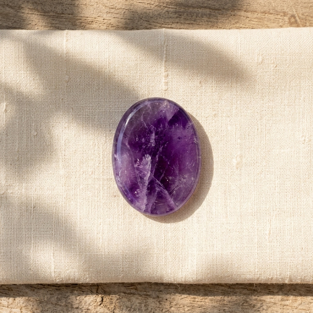 Amethyst Worry Stone for Calm Sleep & Stress Relief
