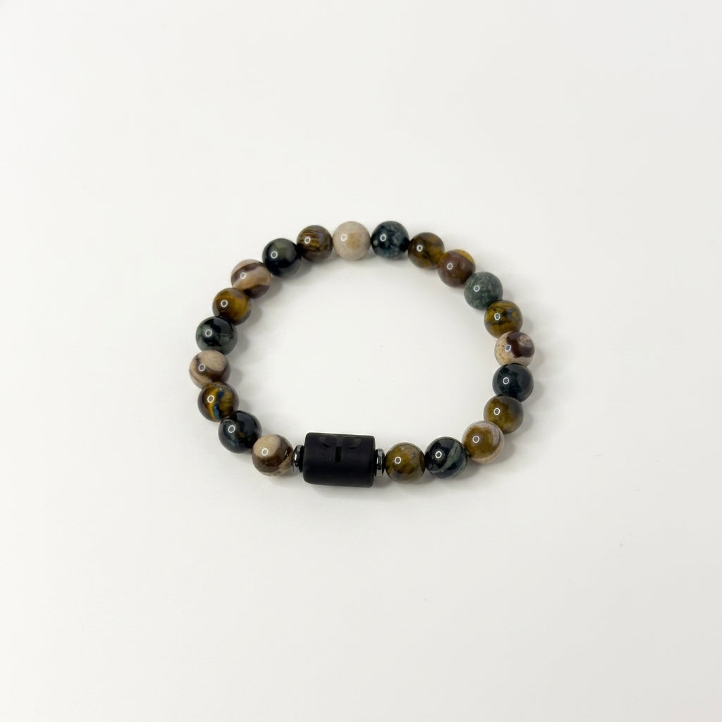 Aries Zodiac Bracelet – Black Obsidian with Aries Charm