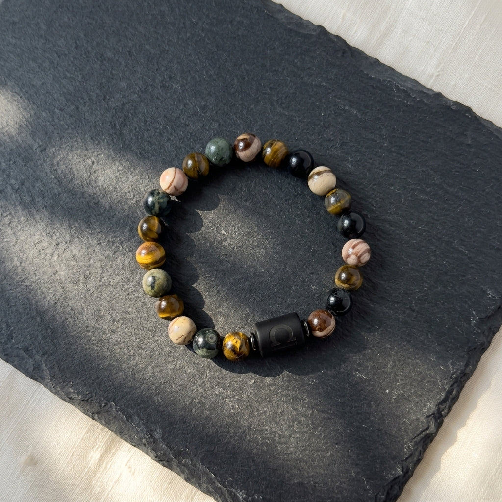 Libra Zodiac Bracelet – Black Obsidian with Libra Charm
